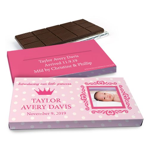 Deluxe Personalized Polka Dots & Crown Chocolate Bar in Gift Box (3oz Bar)