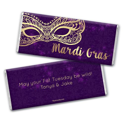 Personalized Mardi Gras Golden Elegance Chocolate Bar & Wrapper