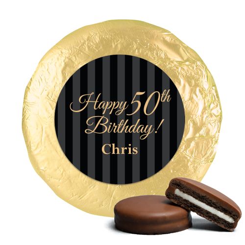 50th Birthday Chocolate Covered Oreos Elegant Formal Pinstripes