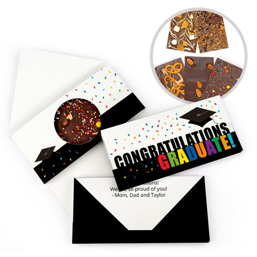 Personalized Graduation Confetti Celebration Gourmet Infused Belgian Chocolate Bars (3.5oz)