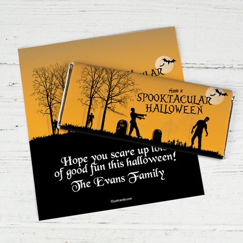 Halloween Personalized Chocolate Bar Wrappers Zombie Graveyard