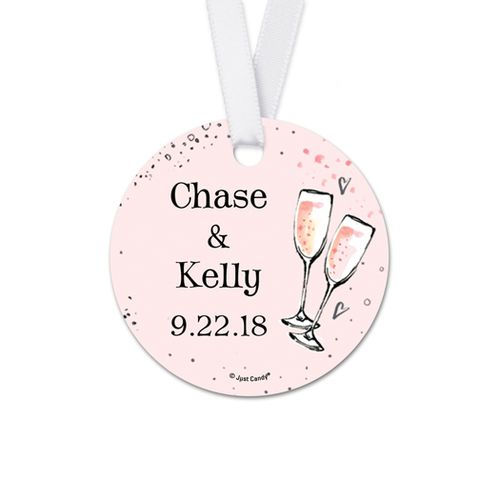 Personalized Bonnie Marcus Collection Round The Bubbly Wedding Favor Gift Tags (20 Pack)