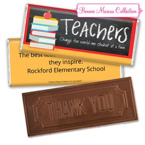 Personalized Teacher Appreciation Books Embossed Chocolate Bar & Wrapper
