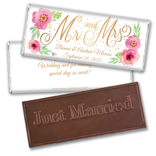 Personalized Bonnie Marcus Wedding Mr. & Mrs. Embossed Chocolate Bar & Wrapper