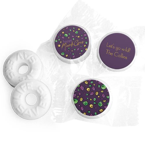 Personalized Mardi Gras Beads & Bling Life Savers Mints