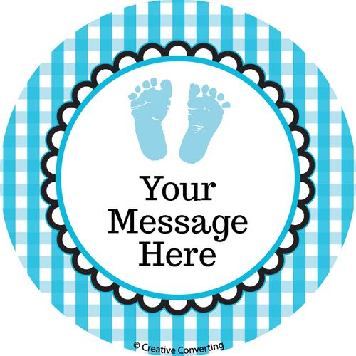 Sweet Baby Feet Blue Personalized 2" Stickers (20 Stickers)