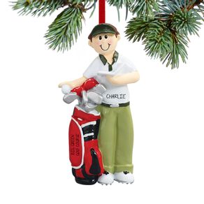 Male Golfer with Golf Bag Ornament