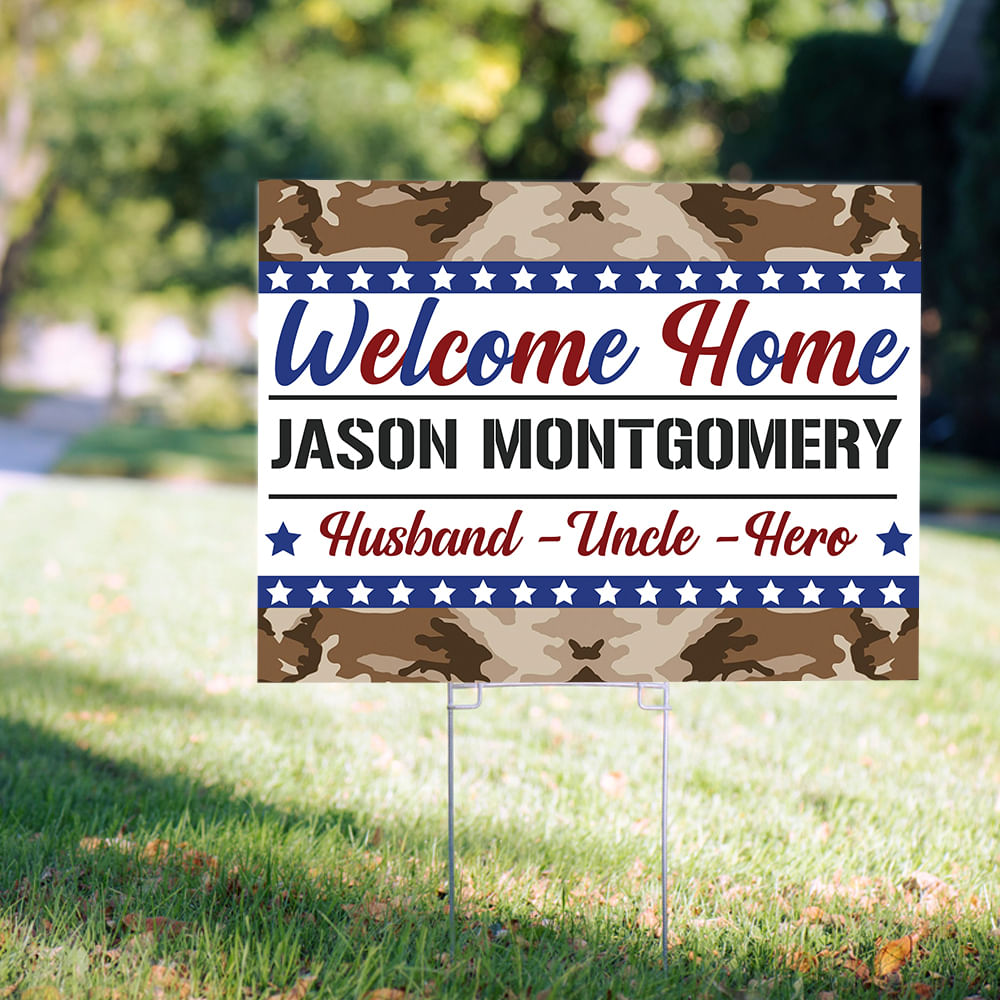 Personalized Welcome Home Army Yard Sign - JustCandy.com