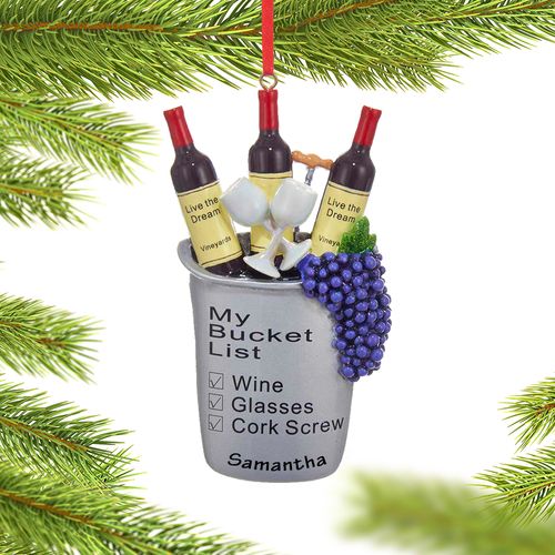 My Bucket List Wine Bucket Ornament