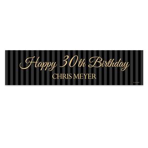 Personalized Birthday 30th Regal Stripes 5 Ft. Banner