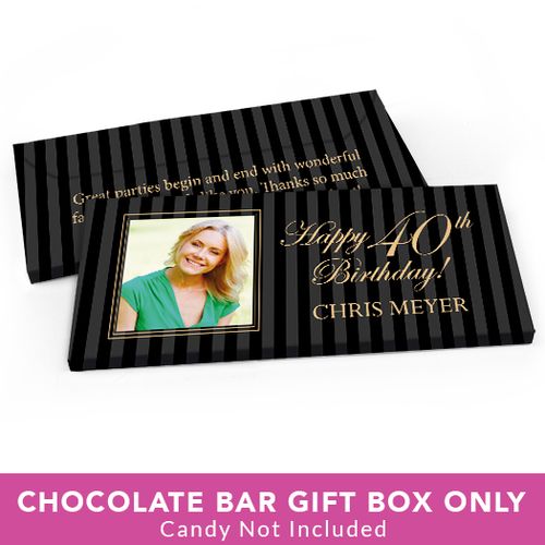 Deluxe Personalized Birthday Photo 40th Candy Bar Favor Box
