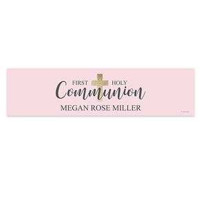 Personalized Bonnie Marcus Girl Communion Shimmering Cross 5 Ft. Banner