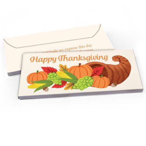 Deluxe Personalized Thanksgiving Bonnie Marcus Cornucopia Candy Bar Favor Box