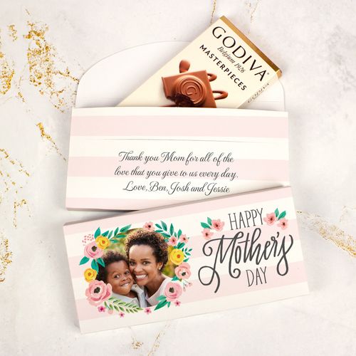 Personalized Bonnie Marcus Mother's Day Floral Photos Godiva Chocolate Bar in Gift Box