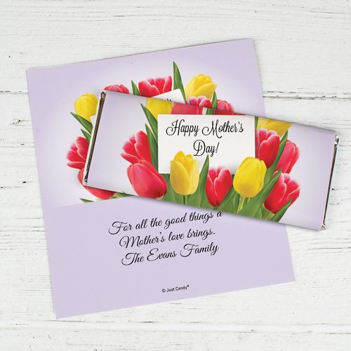 Mother's Day Personalized Chocolate Bar Wrappers Tulip Bouquet