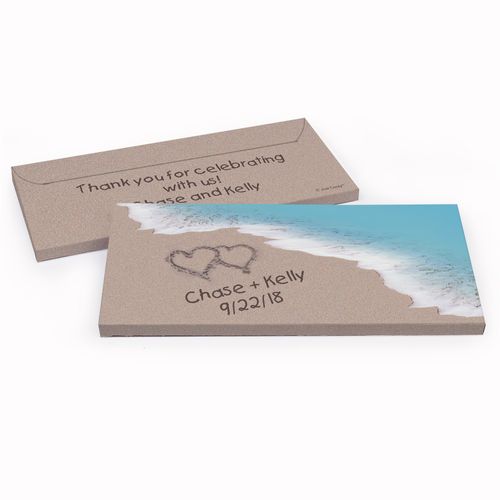 Deluxe Personalized Wedding Names in the Sand Candy Bar Favor Box