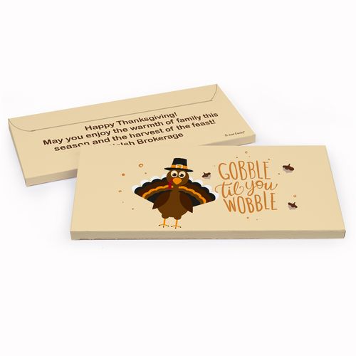 Deluxe Personalized Thanksgiving Gobble til you Wobble Chocolate Bar in Gift Box
