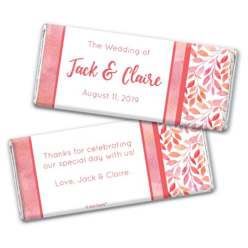 Personalized Wedding Lovely Leaves Chocolate Bar Wrappers