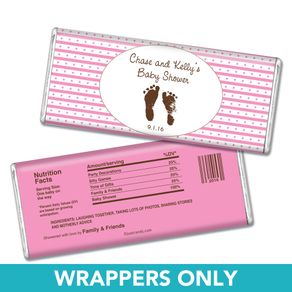 Baby Shower Personalized Chocolate Bar Wrappers Footprints