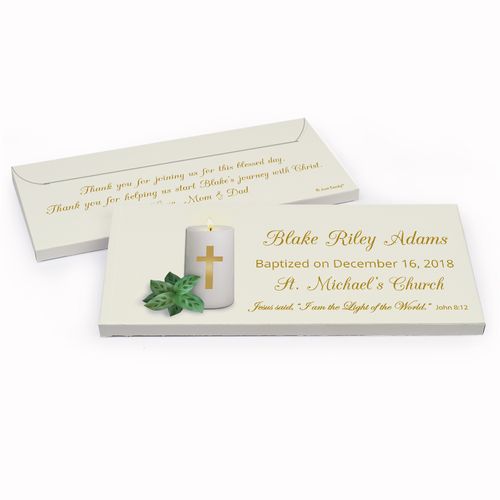 Deluxe Personalized Baptism Candle Chocolate Bar in Gift Box