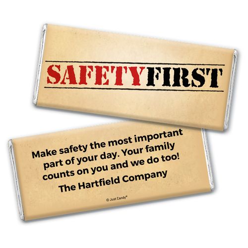 Personalized Chocolate Bar Wrappers "Safety First" National Safety Month