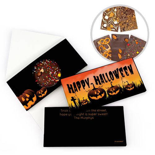 Personalized Halloween Jack-O'-Lanterns Bar Gourmet Infused Belgian Chocolate Bars (3.5oz)