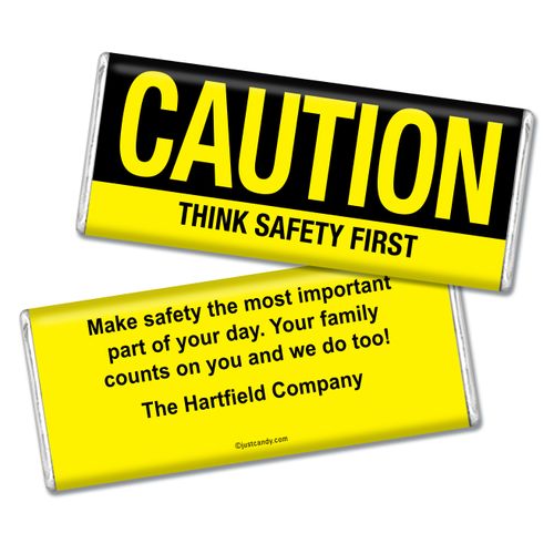 Personalized Business Promotional Caution Think First Chocolate Bar & Wrapper