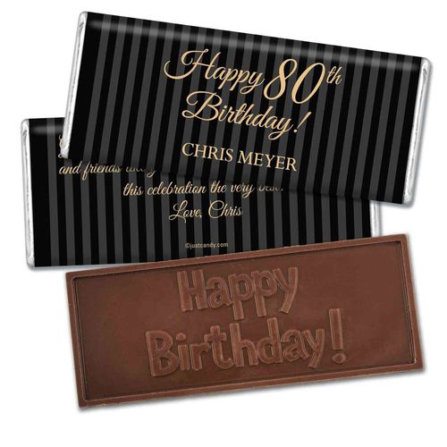 Milestones Personalized Embossed Chocolate Bar 80th Birthday Favors