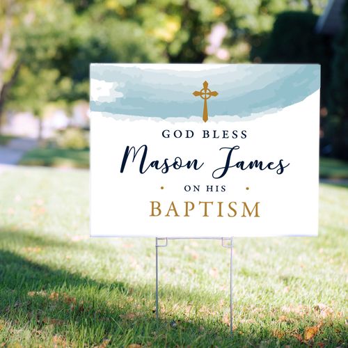 Personalized Baptism Yard Sign Watercolor God Bless
