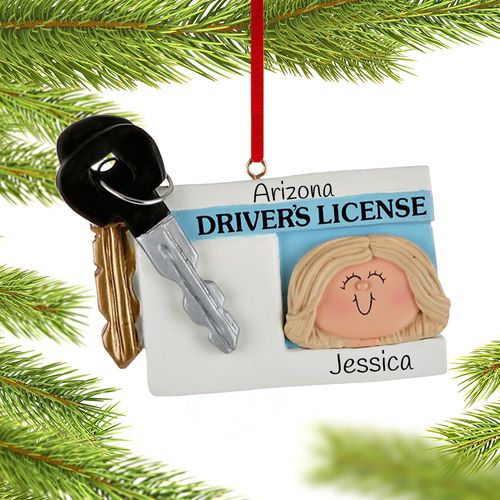 License with Key Girl Ornament