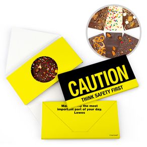 Personalized Business Safety Caution Gourmet Infused Belgian Chocolate Bars (3.5oz)