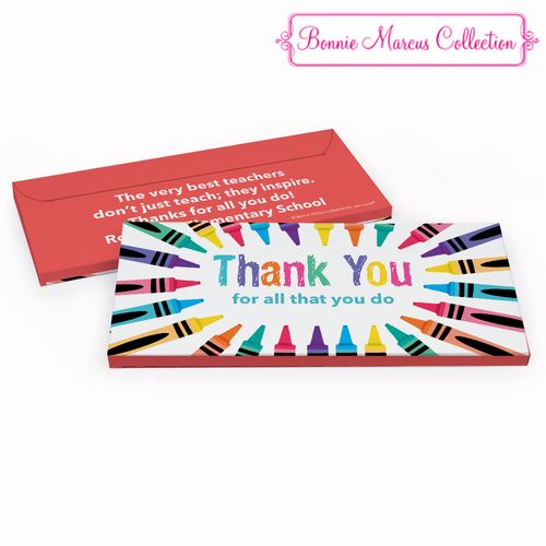 Deluxe Personalized Teacher Appreciation Colorful Thank You Chocolate Bar in Gift Box
