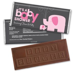Baby Shower Personalized Embossed Chocolate Bar Elephant