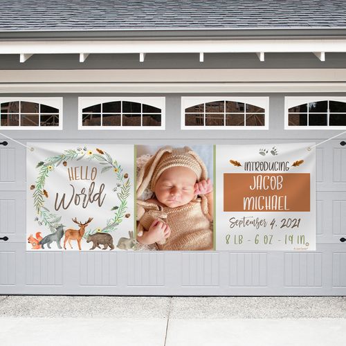Personalized Baby Shower Giant Banner - Hello World