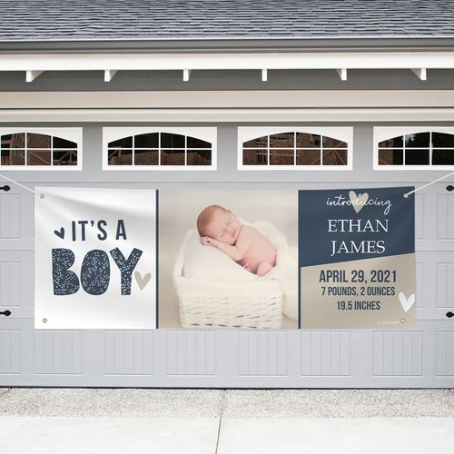 Personalized Birth Announcement Giant Banner - It's a Boy
