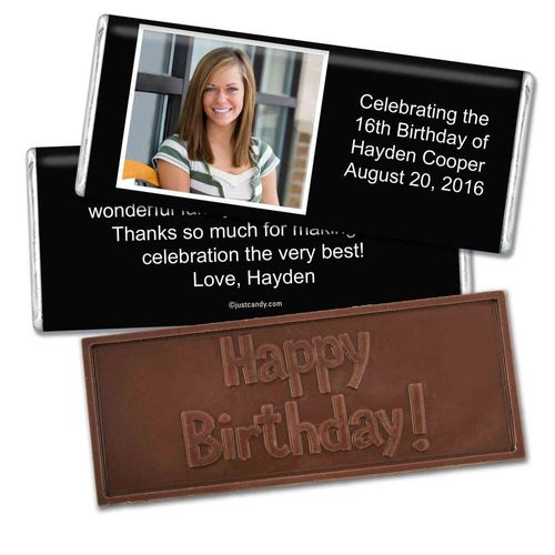 Birthday Personalized Embossed Chocolate Bar Photo & Message