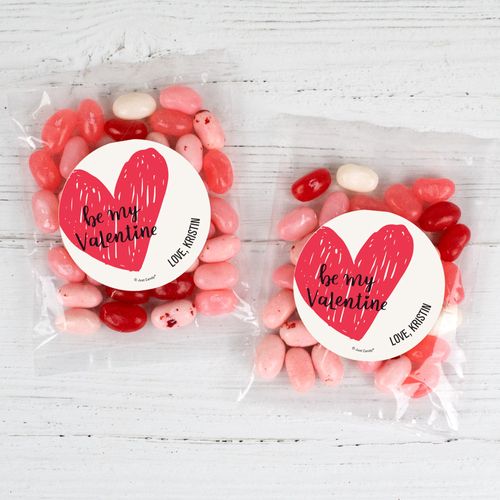 Personalized Valentine's Day Be My Valentine Candy Bags with Jelly Belly Jelly Beans