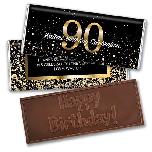 Personalized Milestone Elegant Birthday Bash 90 Embossed Chocolate Bar & Wrapper