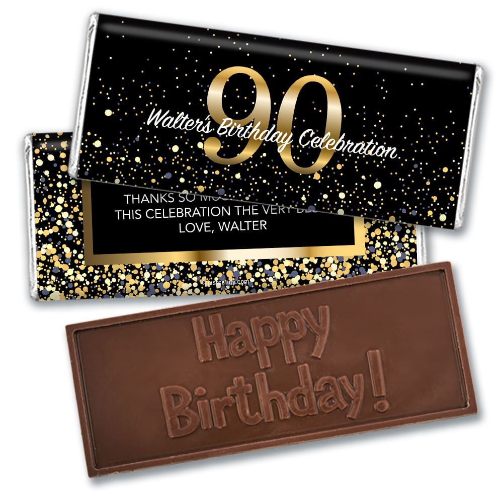 Personalized Milestone Elegant Birthday Bash 90 Embossed Chocolate Bar ...