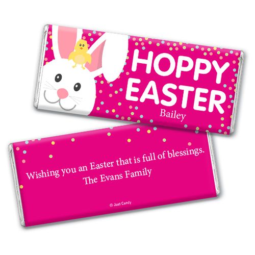 Personalized Easter Pink Chick Chocolate Bar & Wrapper