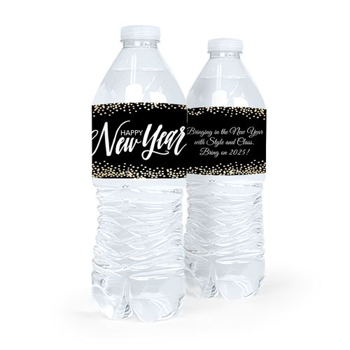 Personalized New Year's Eve Bubbles Water Bottle Sticker Labels (5 Labels)