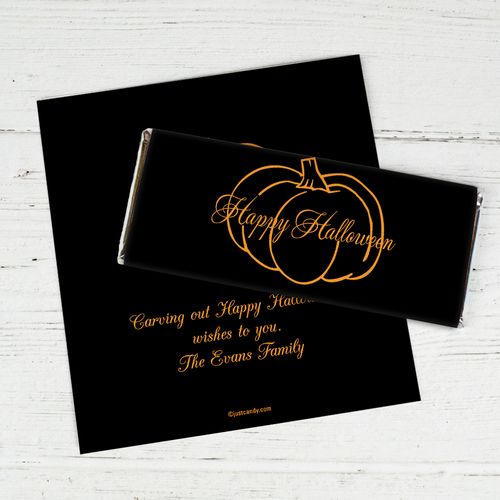 Halloween Personalized Chocolate Bar Wrappers Pumpkin Outline