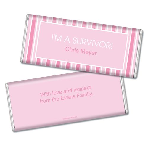 Breast Cancer Awareness Personalized Chocolate Bar Pinstripe Breast Cancer Survivor