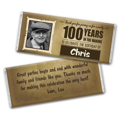 100th Birthday Personalized Chocolate Bar Wrappers Years in the Making Photo