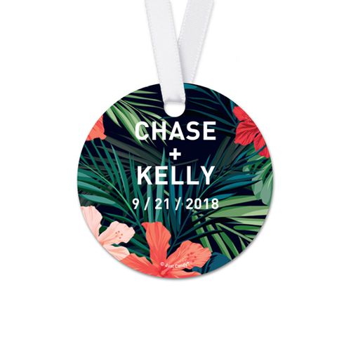 Personalized Round Tropical Wedding Favor Gift Tags (20 Pack)