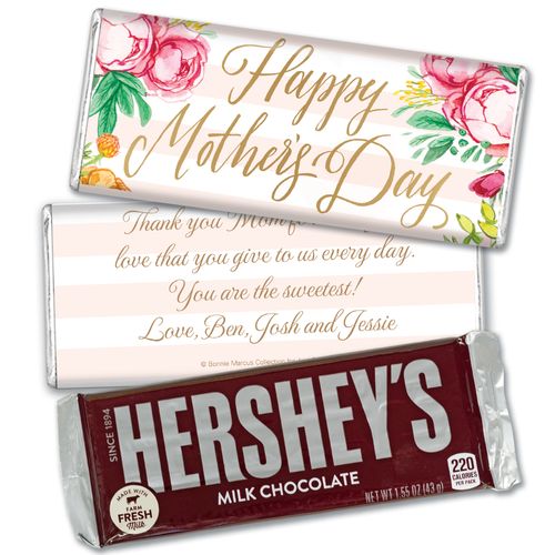 Personalized Mother's Day Pink Flowers Hershey's Milk Chocolate Bar & Wrapper