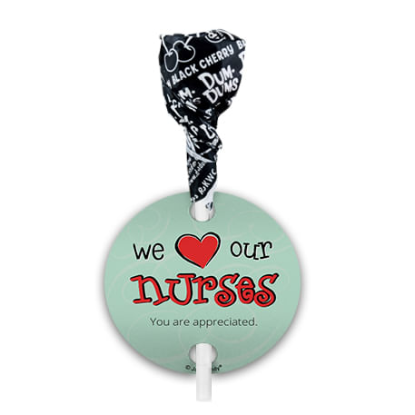 Personalized Nurse Appreciation We Heart Nurses Dum Dums with Gift Tag (75 pops)
