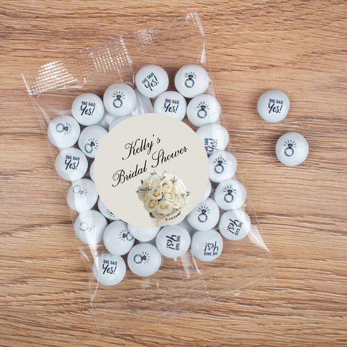 Personalized Bridal Shower White Roses Candy Bag with JC Chocolate Minis