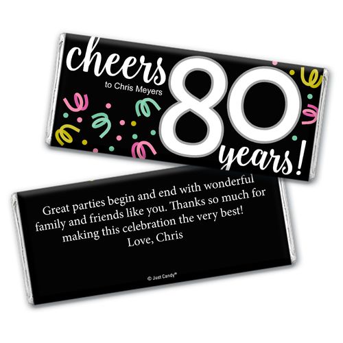 Personalized Milestone Birthday Eighty Confetti Chocolate Bar Wrappers Only