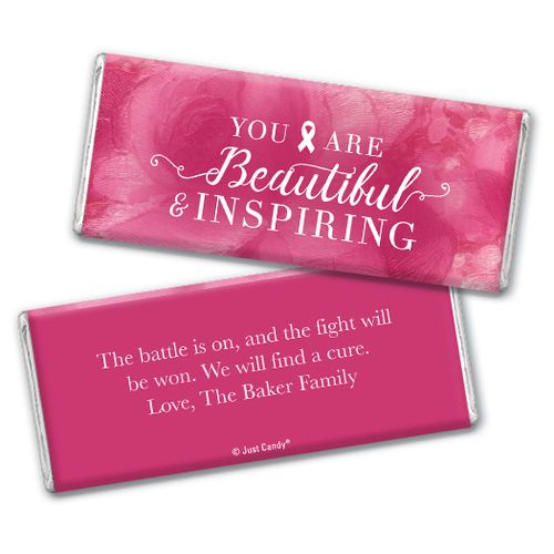 Personalized Breast Cancer Pink Inspiration Chocolate Bar & Wrapper